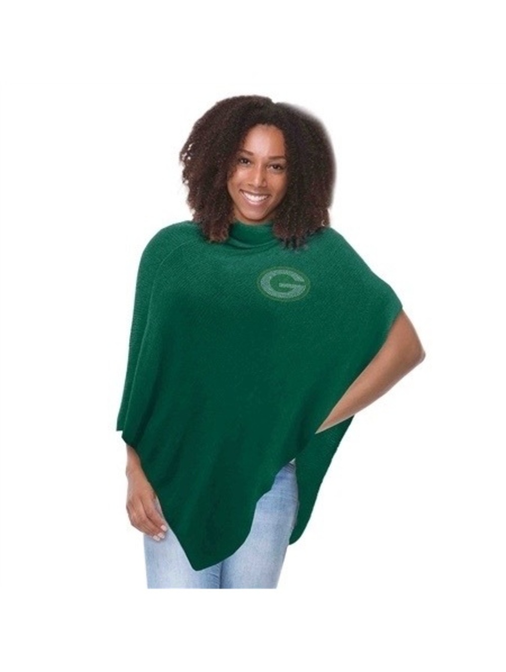Green Bay Packers Crystal Knit Poncho | One Size
